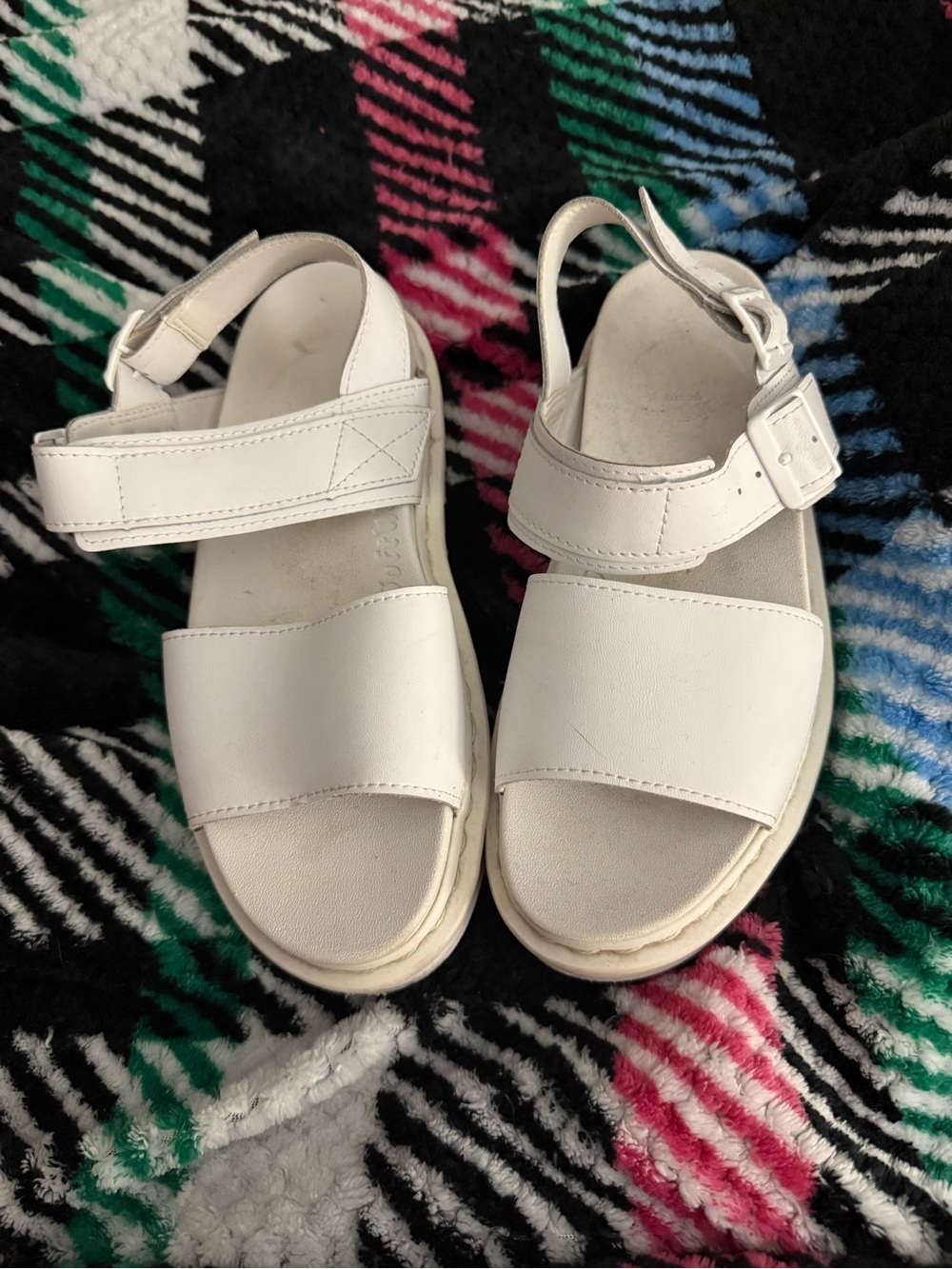 Doc Marten White Leather Strappy Platform Sandals